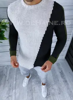 Pulover barbati gros slim fit bej ZR T3619 90-1.2 