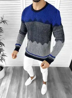 Pulover barbati gros slim fit bleumarin ZR T3626 91-1E U6-1