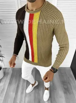 Pulover barbati gros slim fit maro T3578 114-3.4 U1