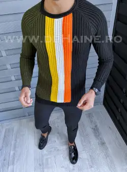 Pulover barbati gros slim fit negru T3578 110-2