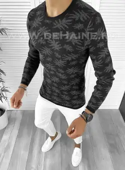 Pulover barbati gros slim fit negru ZR T3703 90-4/U3