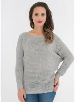 Pulover gri cu fundita la spate