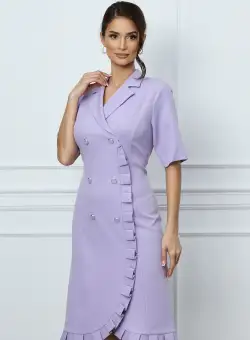 Rochie Anemona lila tip sacou cu volanas