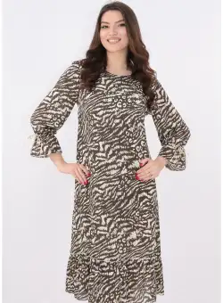 Rochie cu animal print olive