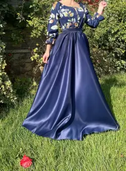 Rochie cu motive florale eleganta lunga Teo 4