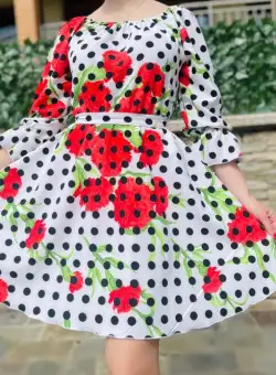 Rochie cu motive florale eleganta scurta Garofita 2