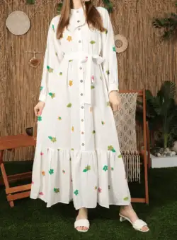 Rochie de dama lunga cu tesaturi brodate Bertha 2