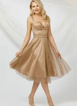 Rochie de ocazie clos cu imprimeu buline negre