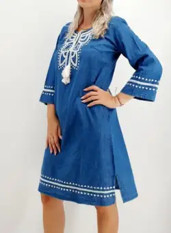 Rochie din denim cu broderie Lixandra
