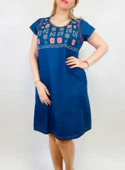 Rochie din denim cu broderie Sanda - 20