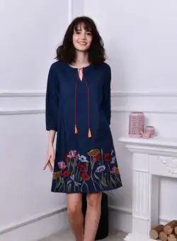 Rochie din denim cu broderie - Valentina 2