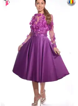 Rochie din tafta fucsia din tafta cu broderie 3D