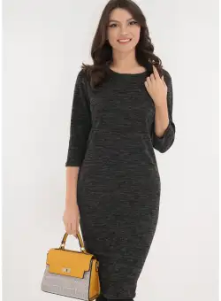 Rochie dreapta din jerse moale negru