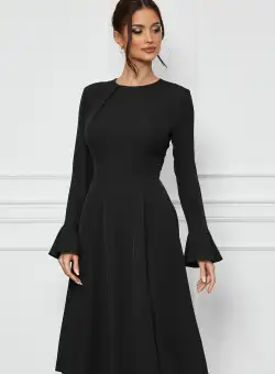 Rochie Dy Fashion neagra cu maneci clopot