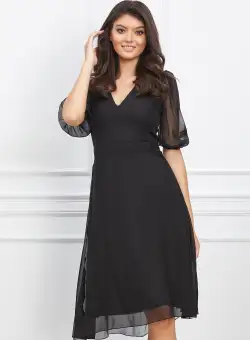 Rochie Dy Fashion neagra vaporoasa din voal