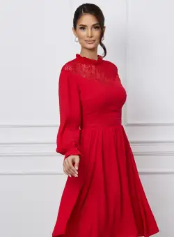 Rochie Dy Fashion rosie cu dantela la bust