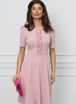 Rochie Dy Fashion roz cu volanase pe bust
