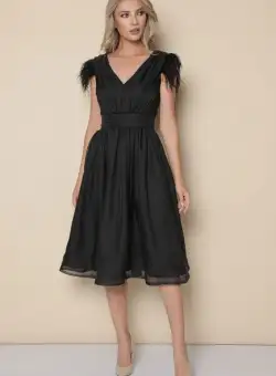 Rochie eleganta cu croi in clos confectionata din voal negru