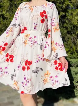 Rochie eleganta din barbie cu imprimeu floral Andrada