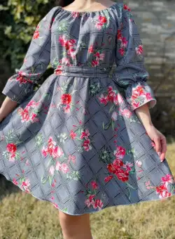 Rochie eleganta din barbie cu imprimeu floral Gala 3