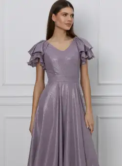 Rochie Ella Collection Renata lila cu lurex argintiu