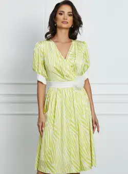 Rochie LaDonna cu imprimeu zebra galben