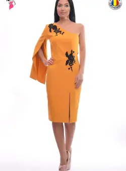 Rochie LaDonna de ocazie conica de lungime midi cu aplicatie de broderie