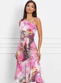 Rochie LaDonna roz cu animal print