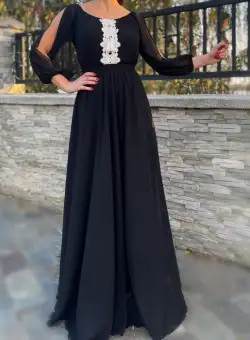 Rochie lunga cu motive crosetate Morticia