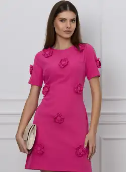 Rochie MBG fucsia cu flori 3D