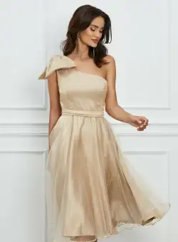 Rochie MBG ivory cu funda pe umar