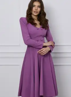 Rochie MBG mov cu nasturi pe bust