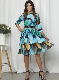 Rochie Medda Turcoaz Multi