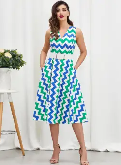 Rochie Melya Verde Multi