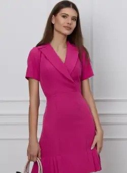 Rochie Moze fucsia cu pliuri la baza