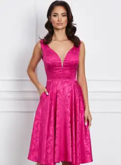 Rochie Moze fucsia fara maneci cu imprimeu discret