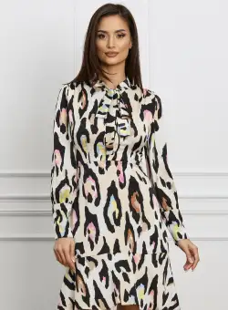 Rochie Moze ivory cu animal print colorat