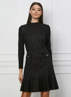 Rochie Moze neagra cu dungi bej