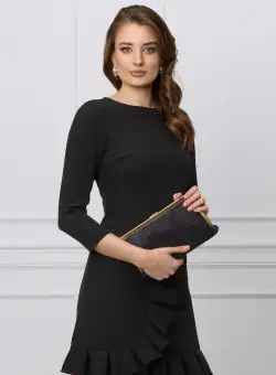 Rochie Moze neagra cu volanas pe fusta