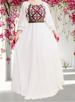 Rochie stilizata cu motive traditionale lunga Magduta