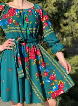 Rochie stilizata cu motive traditionale Sanziana 3