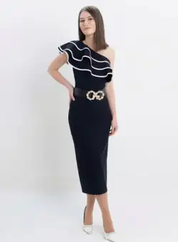 Rochie T108 alb negru