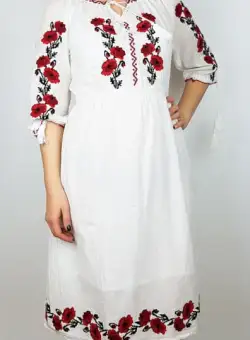 Rochie Traditionala cu borderie Maci 2