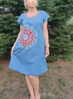 Rochie Traditionala din denim Sanda 28