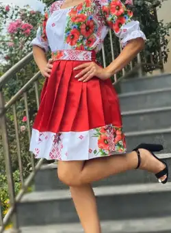 Rochie Traditionala stilizata cu Maci 6