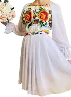 Rochie Traditionala stilizata cu motive florale Maria 2