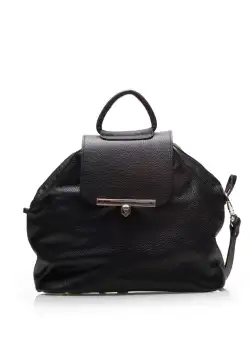 Rucsac convertibil damă din piele naturală - 4020 Negru Box Presat