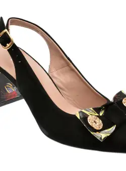 Saboti casual EPICA negri, 1171, din piele intoarsa