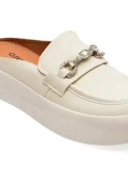 Saboti casual GRYXX albi, F272, din piele naturala