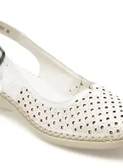 Saboti casual RIEKER albi, 41350, din piele naturala